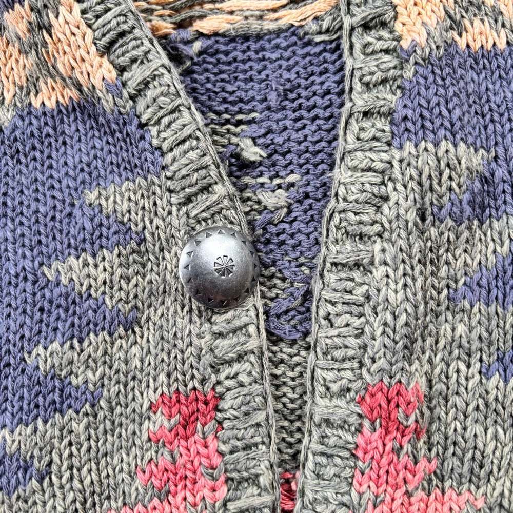 Vintage Lauren Ralph Lauren Southwestern Hand Knit Cardigan Red Blue M *READ* - Picture 8 of 8